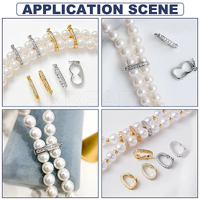 8Pcs Rack Plating Brass Micro Pave Clear Cubic Zirconia Twister Clasps ZIRC-WR0001-04P-1
