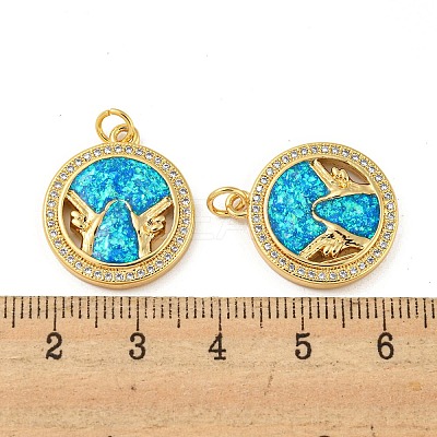 Brass Micro Pave Cubic Zirconia with Synthetic Opal Pendants KK-D096-05A-01-1