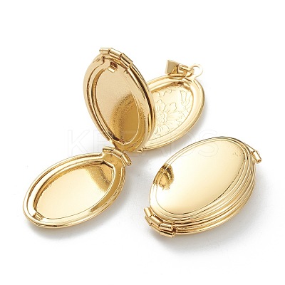 Brass Locket Pendants KK-P199-10G-1
