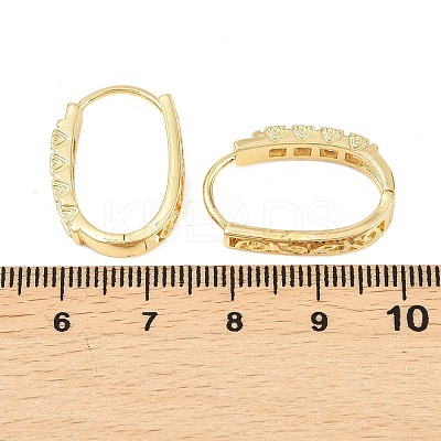 Square with Oval Brass Micro Pave Clear Cubic Zirconia Hoop Earrings EJEW-D348-08G-1