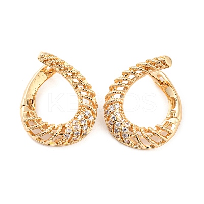 Rack Plating Brass with Cubic Zirconia Hoop Earrings for Women EJEW-G363-03KCG-1
