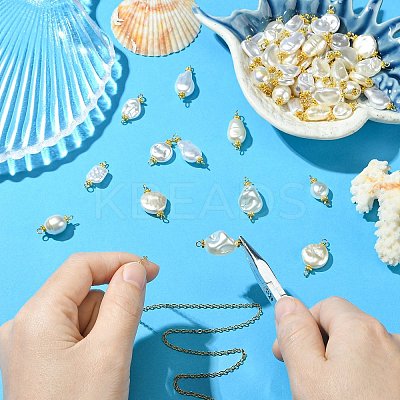 65Pcs 13 Styles ABS Plastic Imitation Pearl Connector Charms PALLOY-CJ00168-1