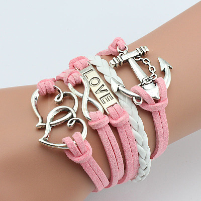 Imitation Leather Link Multi-strand Bracelets for Women Men WG5E2D4-04-1