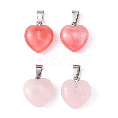 4Pcs 2 Style Natural & Synthetic Gemstone Pendants G-FS0001-62A-1