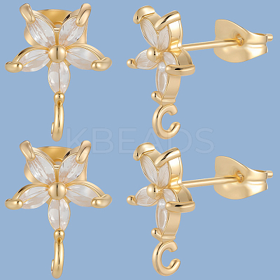 5 Pairs Brass Micro Pave Cubic Zirconia Studs Earring Findings KK-BBC0020-84-1