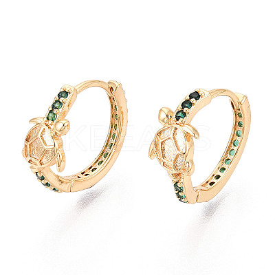 Brass Cubic Zirconia Hoop Earrings EJEW-Q014-05G-1