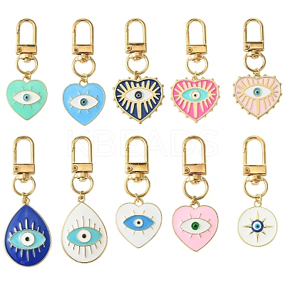 Teardrop with Evil Eye Alloy Enamel Pendant Decorations HJEW-YW00017-01-1