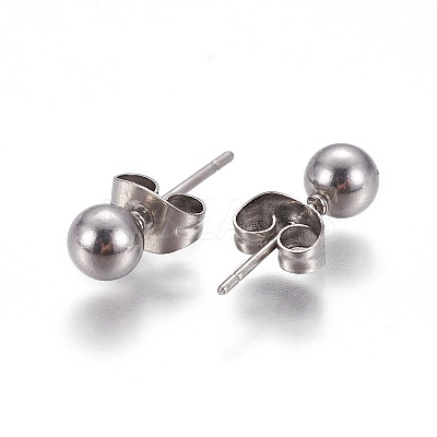 Tarnish Resistant 304 Stainless Steel Ball Stud Earrings LS-EJEW-F0061-06E-P-1