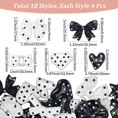 72Pcs 18 Styles Polka Dot Themed Opaque Resin Cabochons CRES-SP0001-14-1
