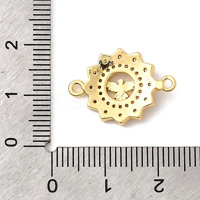 Brass Micro Pave Clear Cubic Zirconia Flower Connector Charms KK-I360-008G-01-1