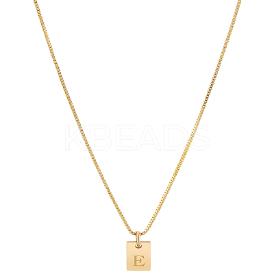 1Pc Stainless Steel Letter Rectangle Pendant Necklaces NJEW-LP0001-34E-G-1
