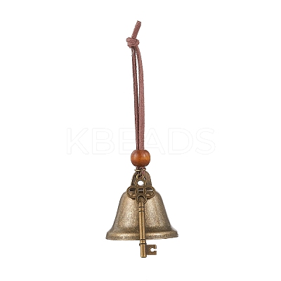 Iron Bell & Tibetan Style Alloy Key Pendant Decorations HJEW-JM03367-1