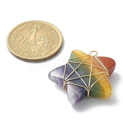 7 Chakra Gemstone Copper Wire Wrapped Pendants PALLOY-TA00050-01-1