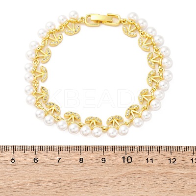 Cherry Brass Micro Pave Clear Cubic Zirconia Link Bracelets for Women BJEW-G740-02G-1