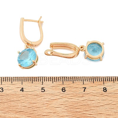 Flat Round Brass Pave Cubic Zirconia Hoop Earrings for Women EJEW-G428-22G-1