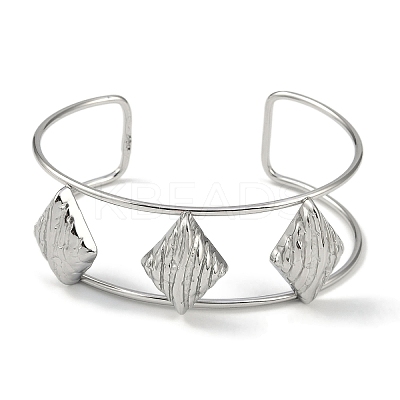 Non-Tarnish 304 Stainless Steel Wide Textured Open Cuff Bangles BJEW-Q348-05P-09-1