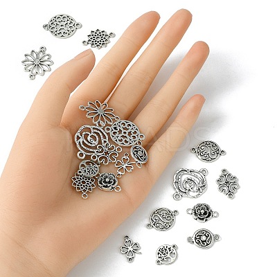 20Pcs 10 Styles Tibetan Style Alloy Connector Charms TIBE-YW0001-68-1
