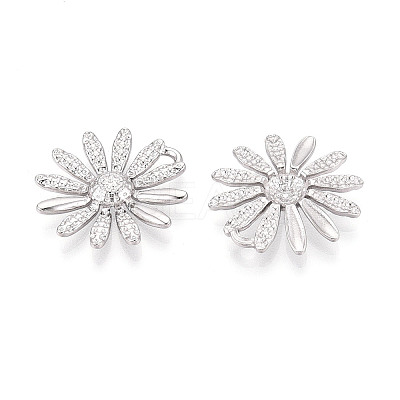 304 Stainless Steel Daisy Pendants STAS-T069-43P-1