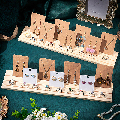 3-Slot Wood Earring Display Cards Stands LS-ODIS-WH0070-01-1