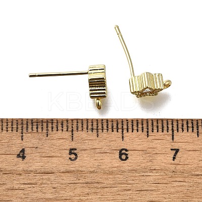 Brass with Cubic Zirconia Stud Earring Finding KK-Q048-17G-1