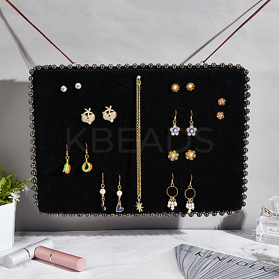 Rectangle Velvet Earrings Hanging Display Stands EDIS-WH0022-12B-1