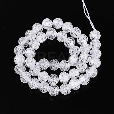Transparent Crackle Glass Beads Strands GLAA-N053-10mm-11-1