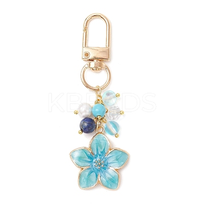 Alloy Enamel Flower Pendant Decorations HJEW-JM03715-01-1