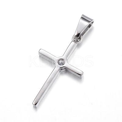 316 Surgical Stainless Steel Cubic Zirconia Pendants STAS-P145-04P-1