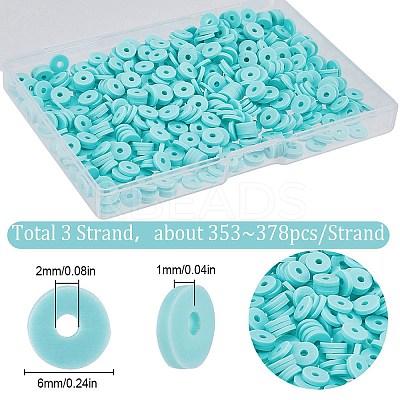 3 Strands Flat Round Handmade Polymer Clay Beads CLAY-SC0001-69E-1