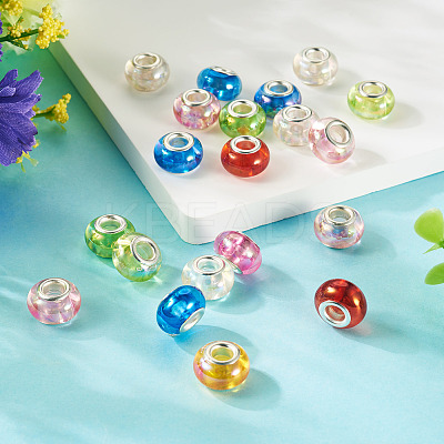 20Pcs UV Plating Resin European Beads RESI-TA0004-30-1