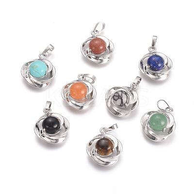 Natural & Synthetic Mixed Gemstone Pendants G-L512-K-1