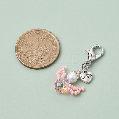 Angel Glass Seed Beads Pendant Decorations HJEW-MZ00109-04-1