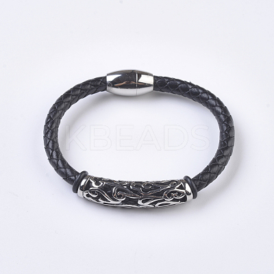 Men's Braided Leather Cord Bracelets BJEW-P194-02-1