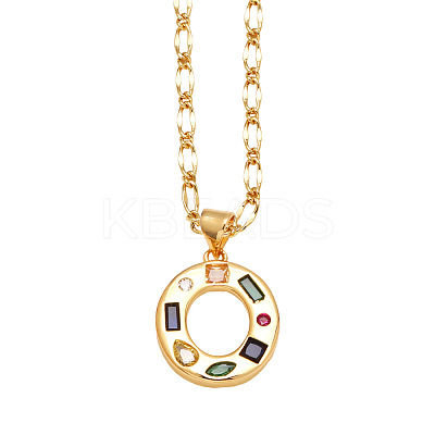 Brass Pave Colorful Cubic Zirconia Initial Pendant Necklaces FS-WG26597-15-1