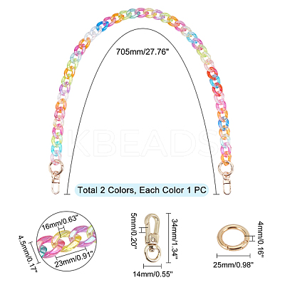 2Pcs 2 Colors Opaque Spray Painted Acrylic Chains Bag Handles AJEW-WR0001-13-1