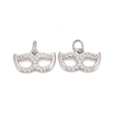 Rack Plating Brass Cubic Zirconia Pendants ZIRC-C031-01P-1