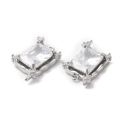 Brass Pave Cubic Zirconia with Glass Pendants KK-G465-47P-1