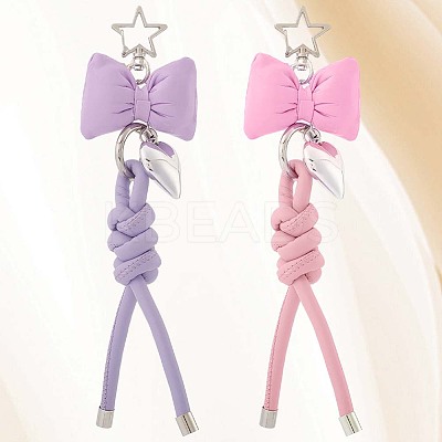 2Pcs 2 Colors Imitation Leather Keychain KEYC-CL0001-03A-1