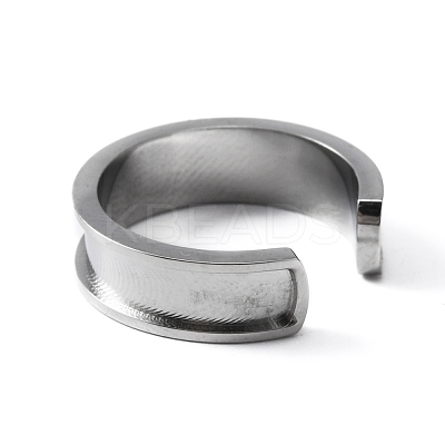 304 Stainless Steel Grooved Cuff Ring Settings RJEW-WH0009-01B-1