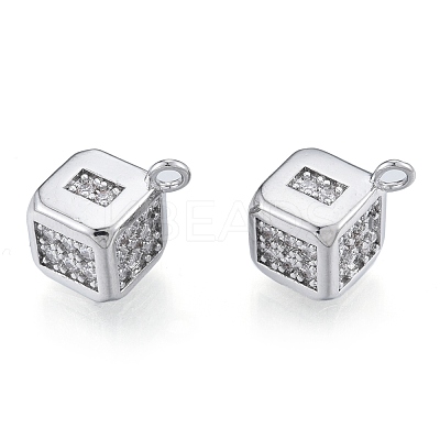 Brass Micro Pave Clear Cubic Zirconia Charms KK-N216-561P-1