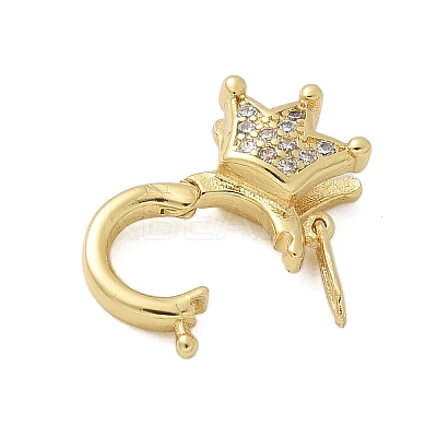 Brass Micro Pave Clear Cubic Zirconia Twister Clasps KK-P293-02A-G-1