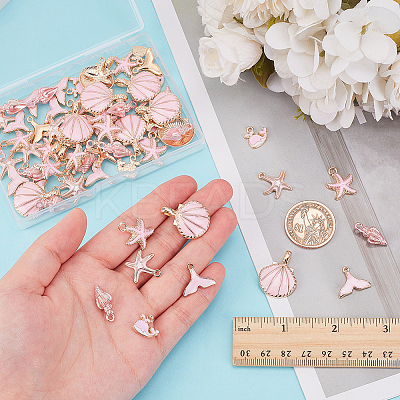 72Pcs 6 Styles Alloy Enamel Pendants ENAM-AR0001-84-1