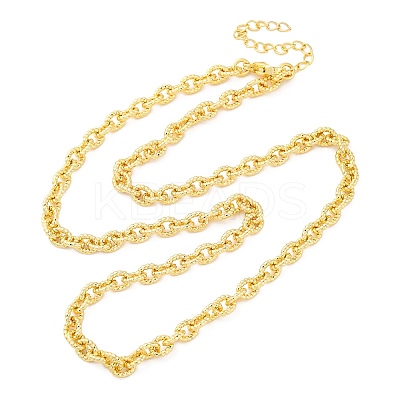 Brass Textured Cable Chain Necklaces for Women NJEW-K282-05G-1