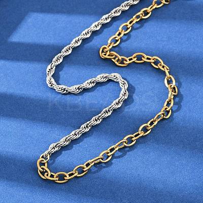 304 Stainless Steel Rope Chain Cable Chain OT Necklaces for Women NJEW-K288-02GP-1