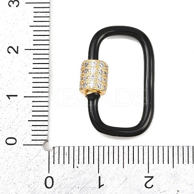 Oval Brass Micro Pave Clear Cubic Zirconia Screw Carabiner Clasps KK-B167-01B-04G-1