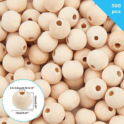 Unfinished Natural Wood Beads WOOD-PH0001-09C-1