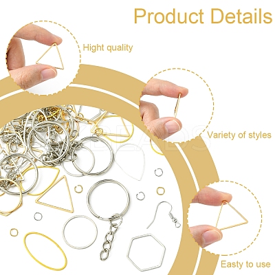 DIY Hexagon/TeardropOval/Triangle Brass Dangle Earring Jewelry Making Kits DIY-FS0007-62-1