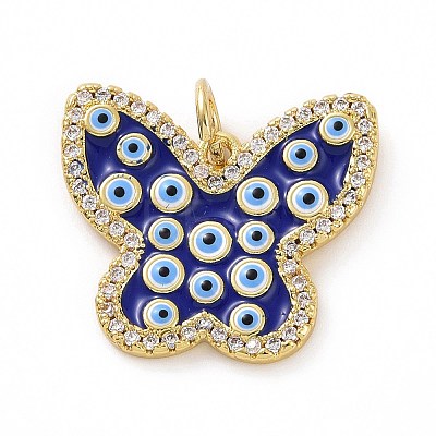 Brass Micro Pave Clear Cubic Zirconia Pendants KK-E068-VF016-1