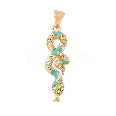 Brass Micro Pave Cubic Zirconia Enamel Pendants KK-D354-04G-D-1