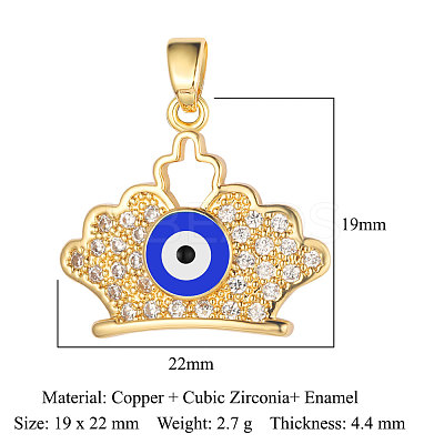 3Pcs Brass Micro Pave Cubic Zirconia Pendants ZIRC-OY001-57-1